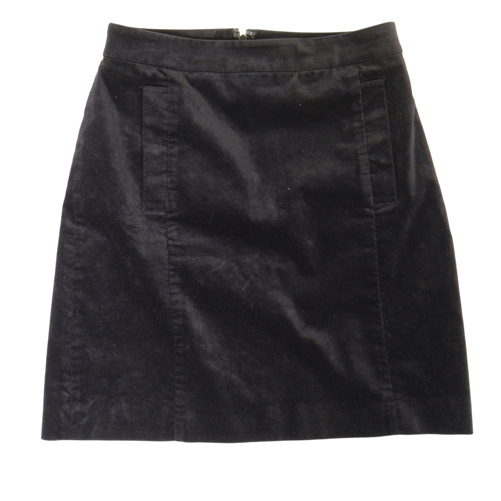 Ann Taylor Mini Skirt Black Velvet A-Line Pockets Whimsigoth Women 0P Lined